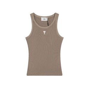 Ami Taupe Sleeveless Top with Heart Logo